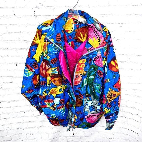 VINTAGE JA RESORT COLORFUL PUFFY SEQUIN ACCENT JACKET - M - Picture 5 of 5